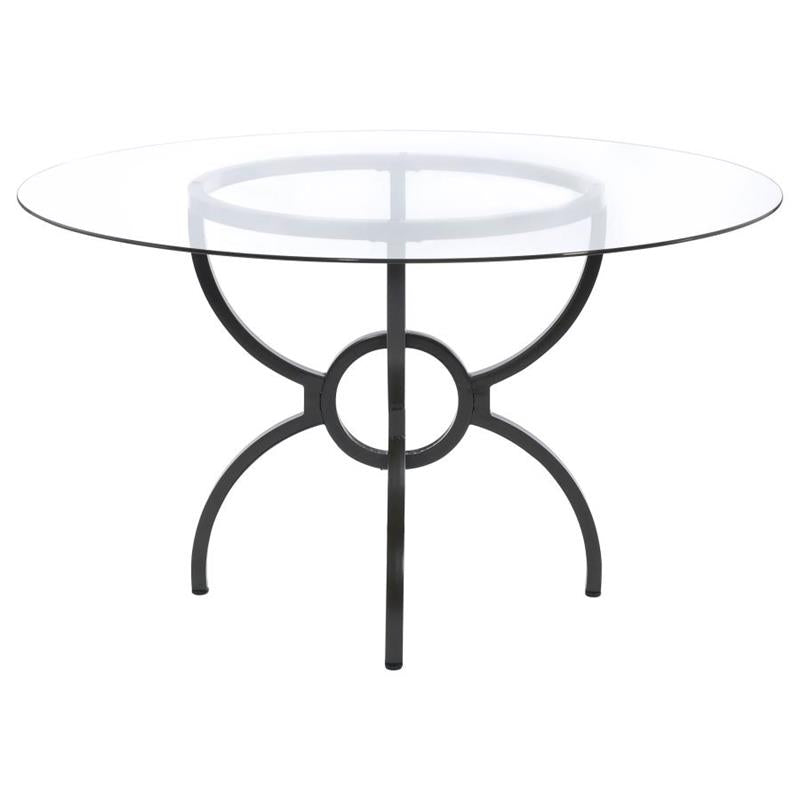 Aviano 48" Round Glass Top Dining Table Clear and Gunmetal (108291BG)