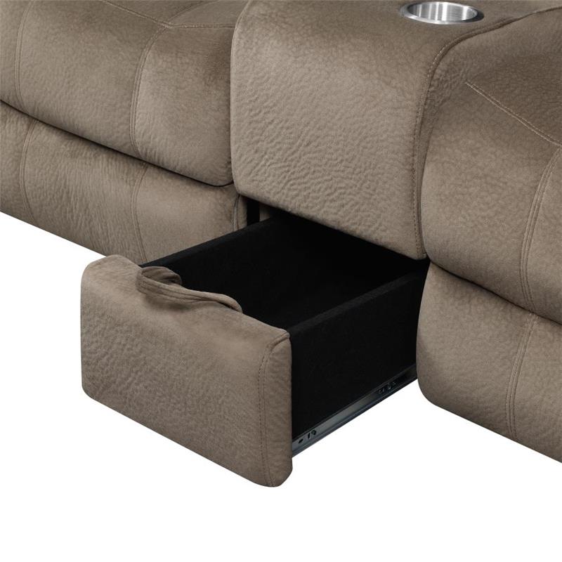 Myleene Glider Loveseat with Console Mocha (603032)