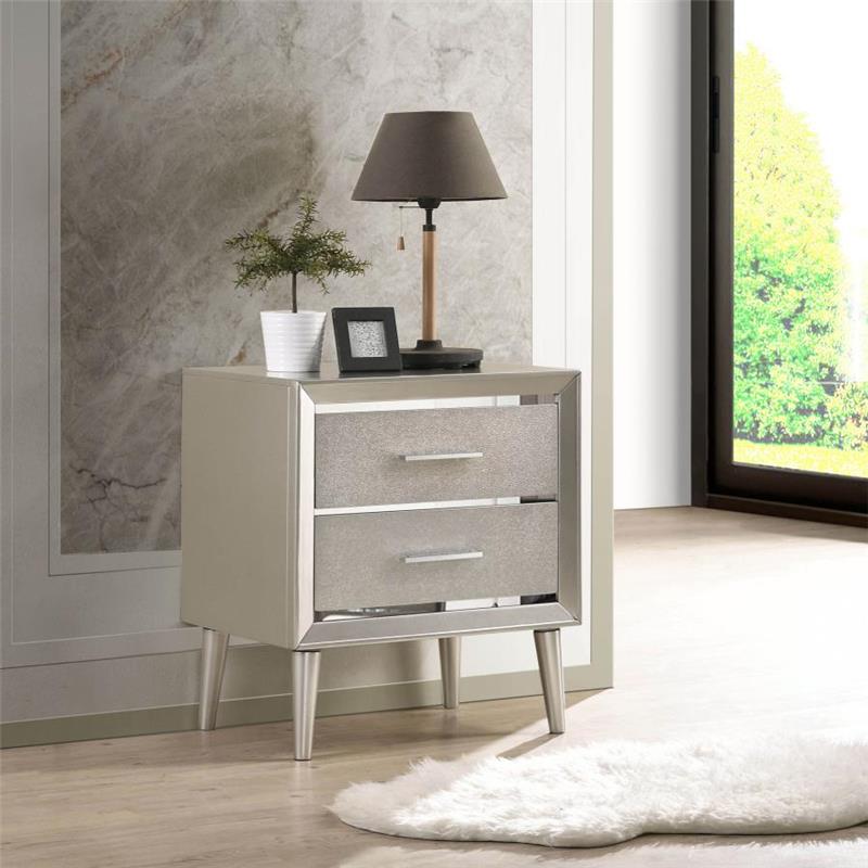 Ramon 2-drawer Nightstand Metallic Sterling (222702)