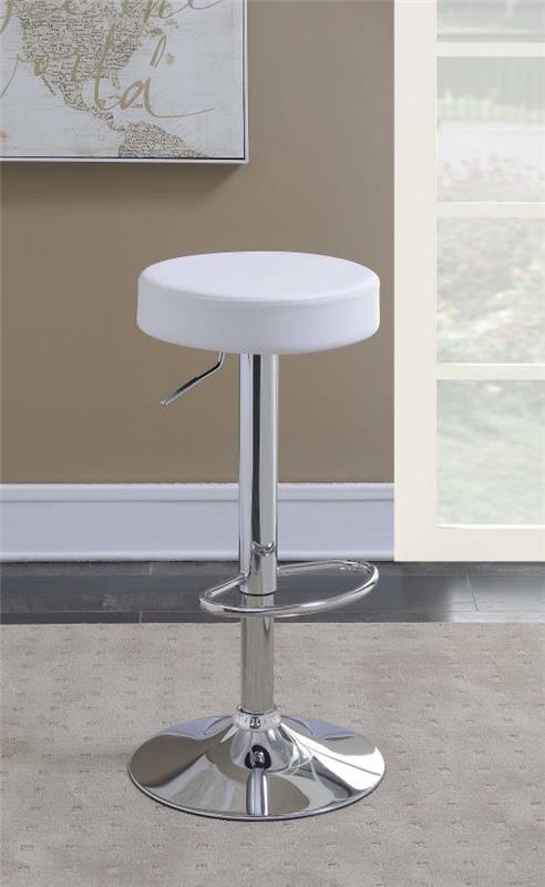 Ramses Adjustable Backless Bar Stool Chrome and White (102550)