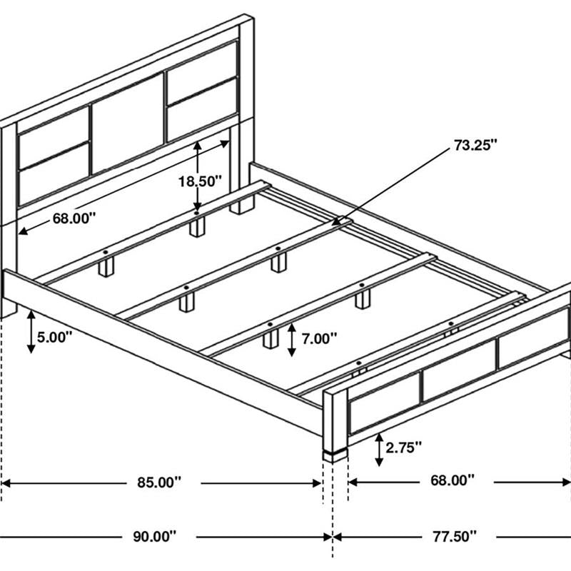 Lorenzo Rectangular Panel Bed Dark Grey (224261KW)