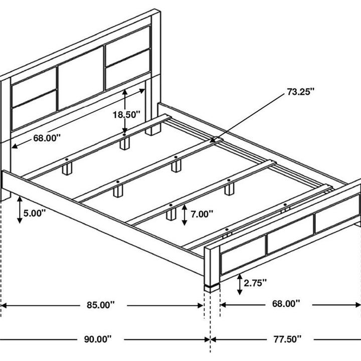 Lorenzo Rectangular Panel Bed Dark Grey (224261KW)