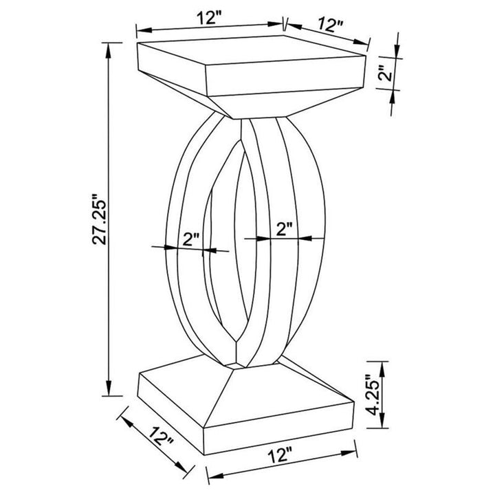 Amalia Square End Table with Lower Shelf Clear Mirror (722517)