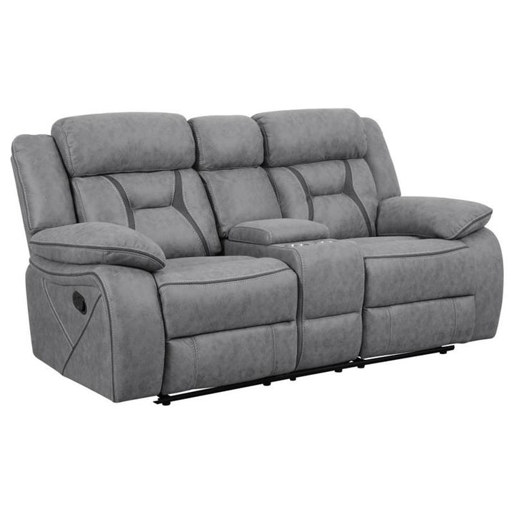 Higgins Pillow Top Arm Motion Loveseat with Console Grey (602262)