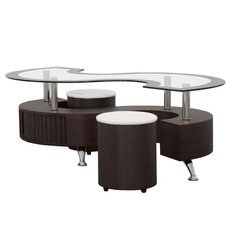 Buckley 3-piece Coffee Table and Stools Set Cappuccino (720218)