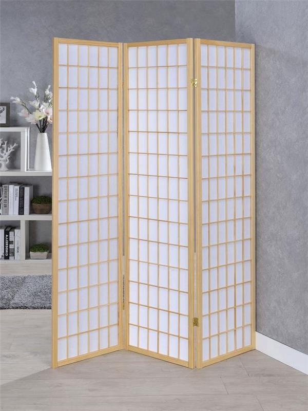 Carrie 3-panel Folding Screen Natural and White (4621)