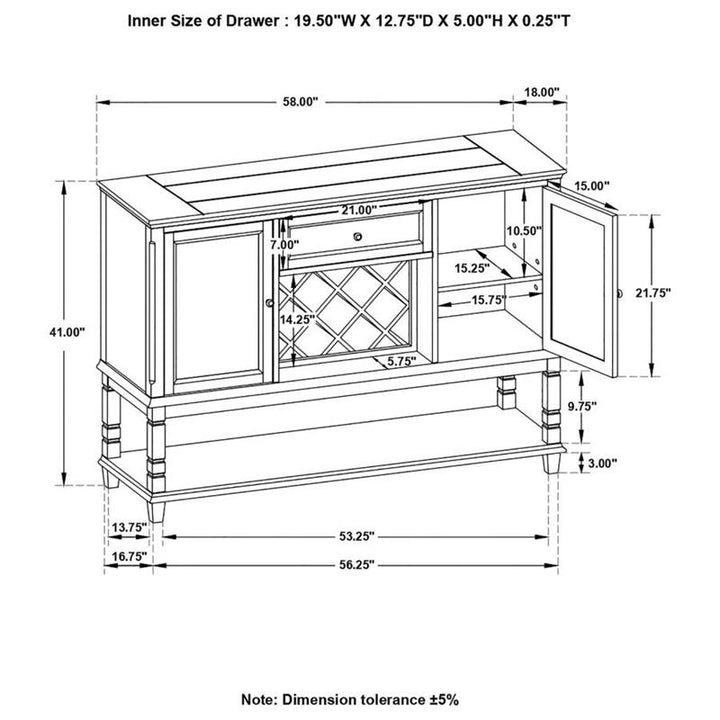 Parkins Server with  Lower Shelf Rustic Espresso (107415)