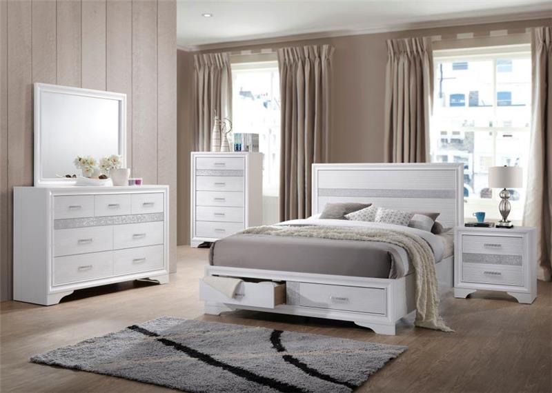 Miranda 5-drawer Chest White and Rhinestone (205115)