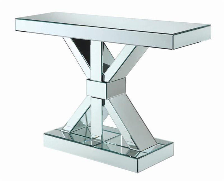 Lurlynn X-shaped Base Console Table Clear Mirror (950191)