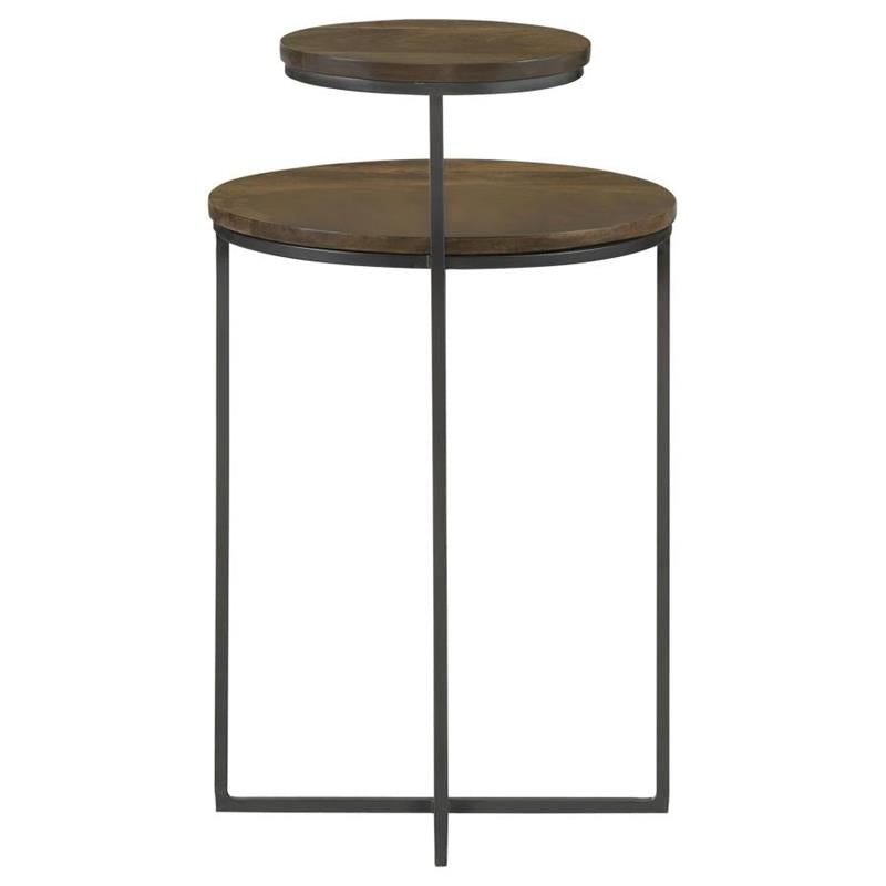 Yael Round Accent Table Natural and Gunmetal (935980)