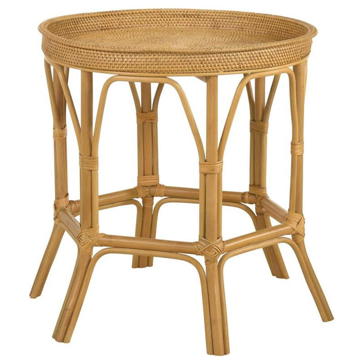 Antonio Round Rattan Tray Top Accent Table Natural (936070)