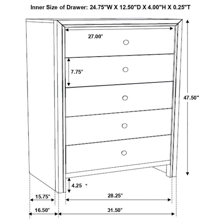 Serenity 5-drawer Chest Mod Grey (215845)