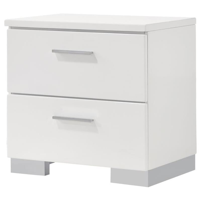 Felicity 2-drawer Nightstand Glossy White (203502)