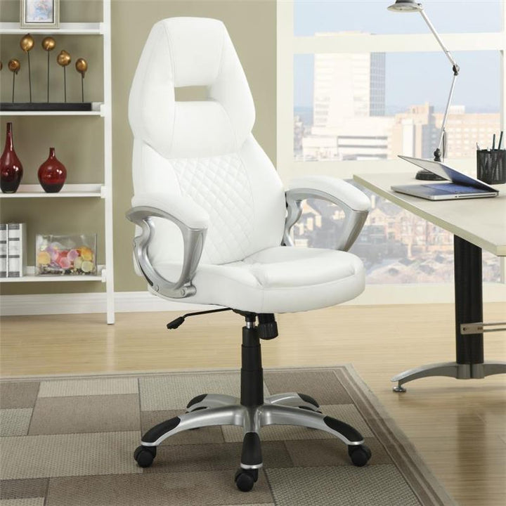 Bruce Adjustable Height Office Chair White and Silver (800150)