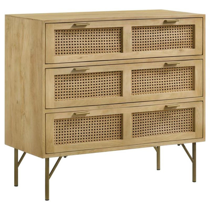 Zamora 3-drawer Accent Cabinet Natural and Antique Brass (959579)