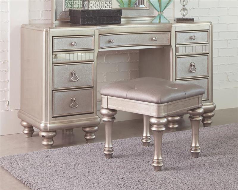 Bling Game 9-drawer Vanity Desk Metallic Platinum (204187)