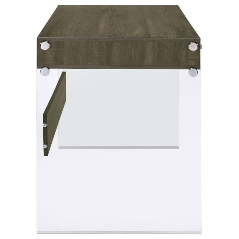 Dobrev 2-drawer Writing Desk Weathered Grey and Clear (800818)