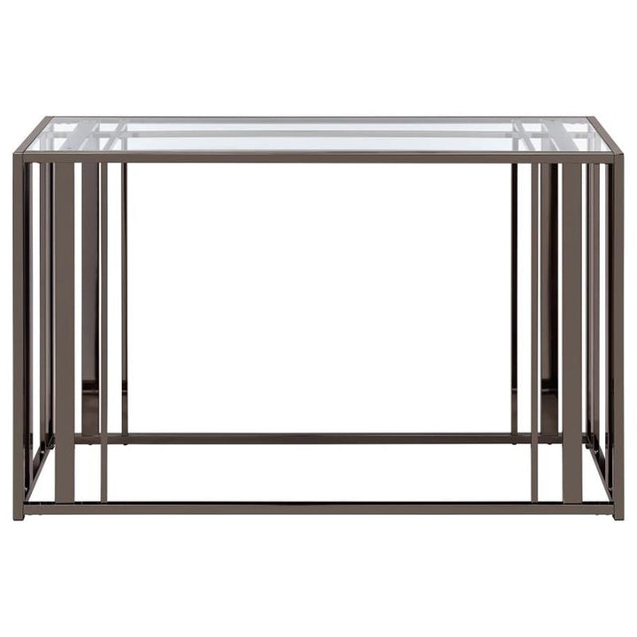 Adri Rectangular Glass Top Sofa Table Clear and Black Nickel (708359)