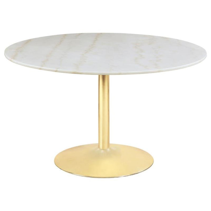 Kella Round Marble Top Dining Table White and Gold (192061)