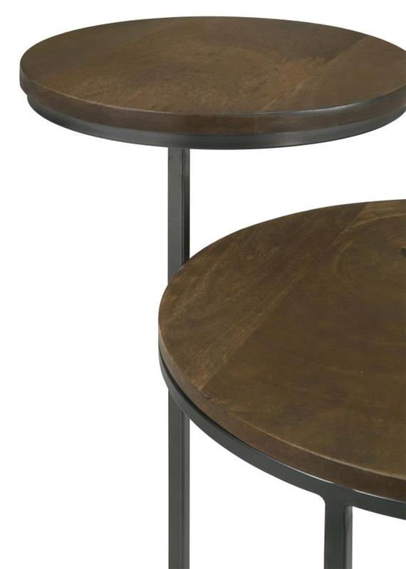 Yael Round Accent Table Natural and Gunmetal (935980)