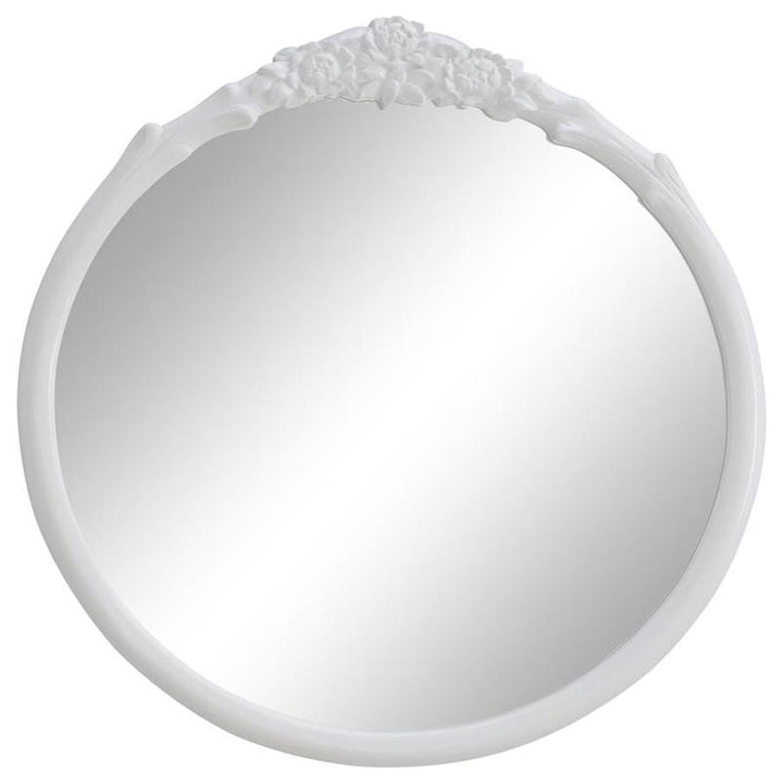 Sylvie French Provincial Round Wall Floor Mirror White (969533GWT)
