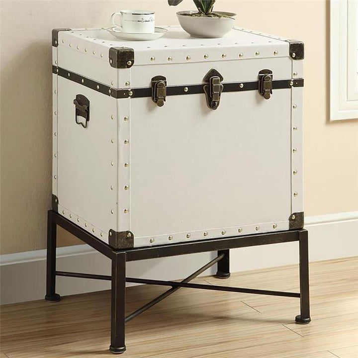 Nancy Accent Cabinet with Nailhead Trim White (902819)