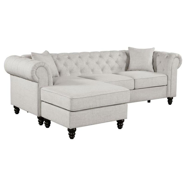 Cecilia Upholstered Tufted Sectional Oatmeal (509457)