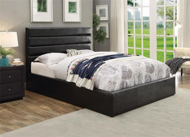 Riverbend Eastern King Upholstered Storage Bed Black (300469KE)