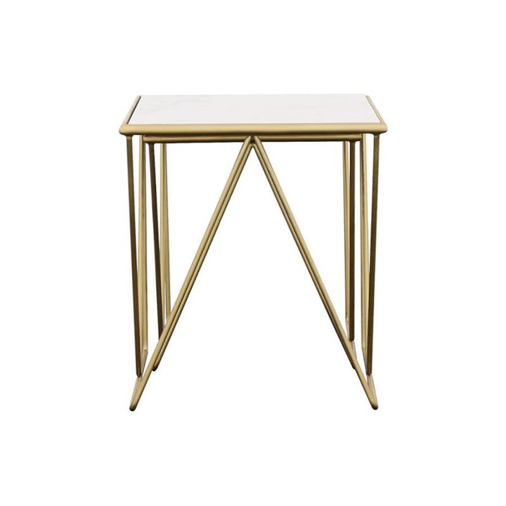 Bette 2-piece Nesting Table Set White and Gold (930075)