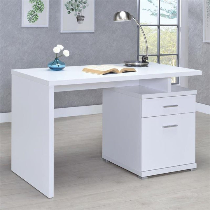 Irving 2-drawer Office Desk with Cabinet White (800110)