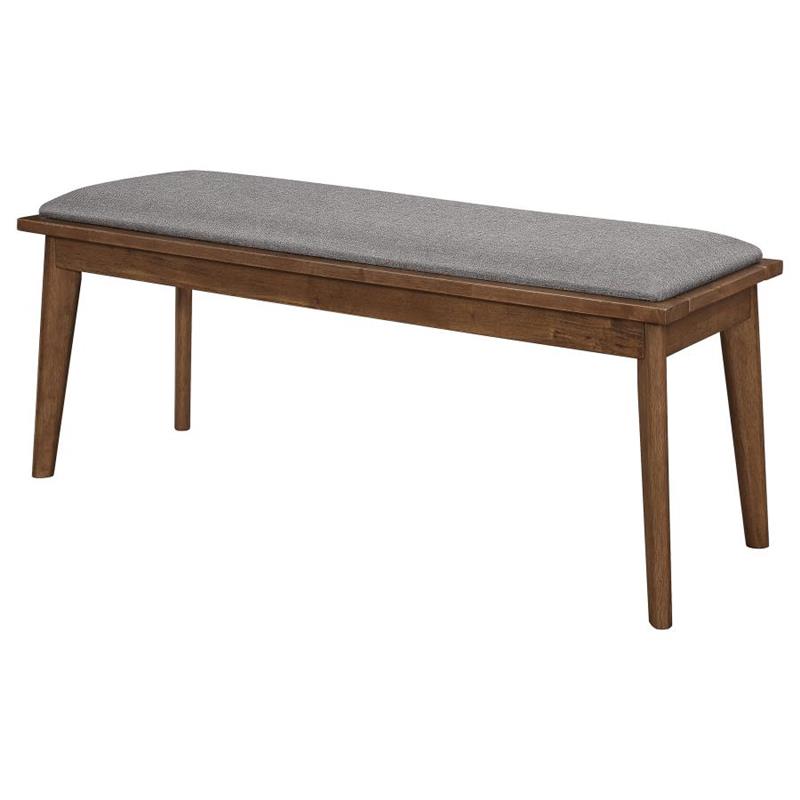 Alfredo Upholstered Dining Bench Grey and Natural Walnut (108083)