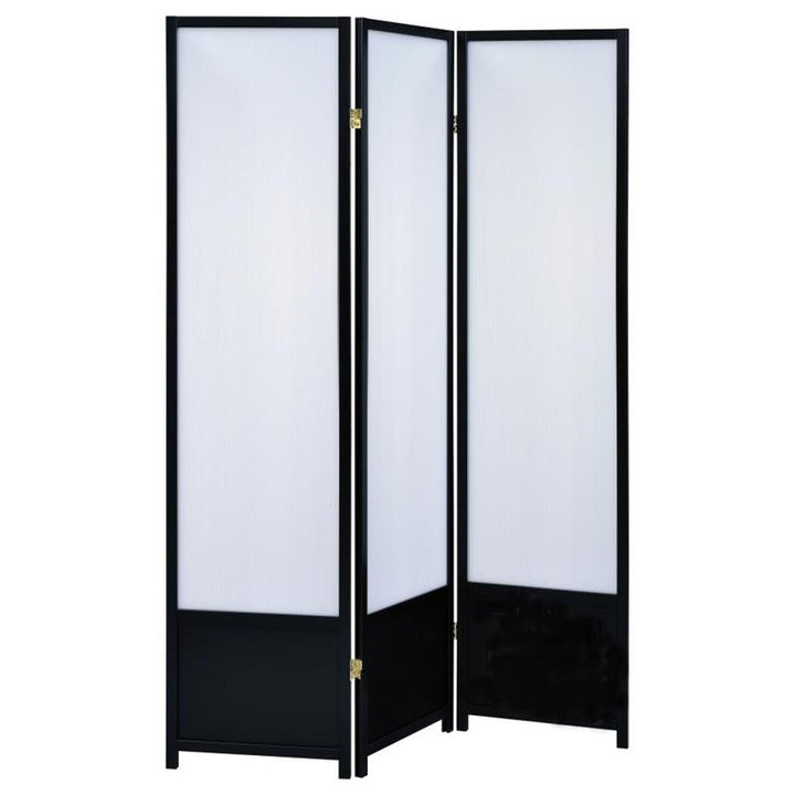 Calix 3-panel Folding Floor Screen Translucent and Black (900120)