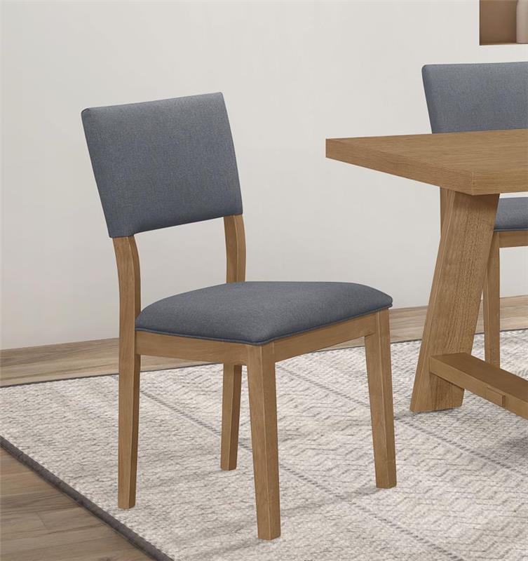 Sharon Open Back Padded Upholstered Dining Side Chair Blue and Brown (Set of 2) (104172)