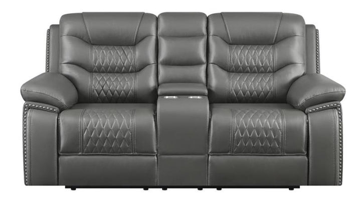 Flamenco Tufted Upholstered Power Loveseat with Console Charcoal (610205P)