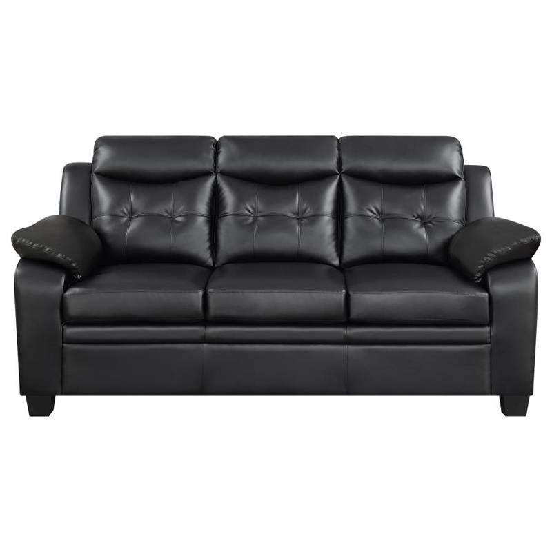 Finley Upholstered Pillow Top Arm Living Room Set Black (506551-S2)