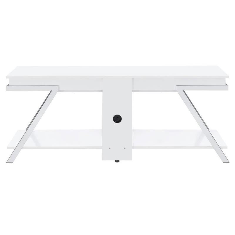 Marcia 1-drawer Wood 60" TV Stand White High Gloss and Chrome (708152)