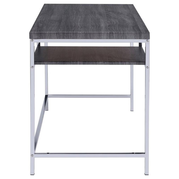 Kravitz Rectangular Writing Desk Weathered Grey and Chrome (801271)