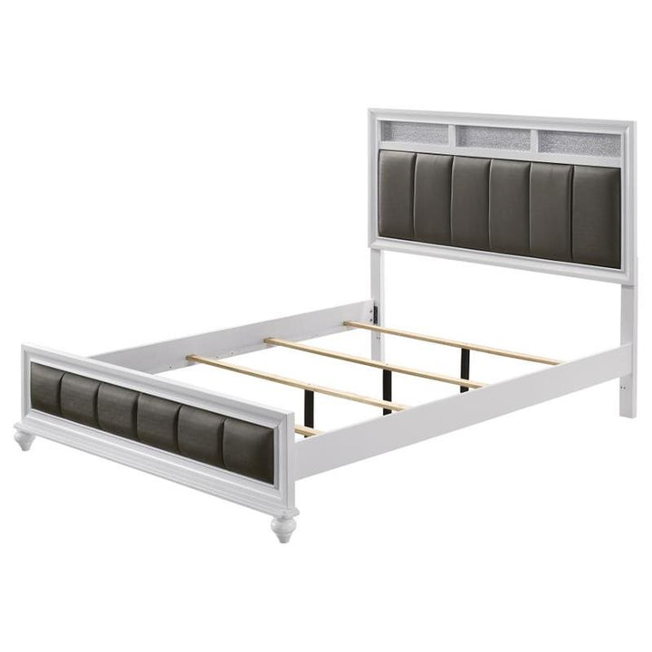 Barzini Eastern King Upholstered Panel Bed White (205891KE)