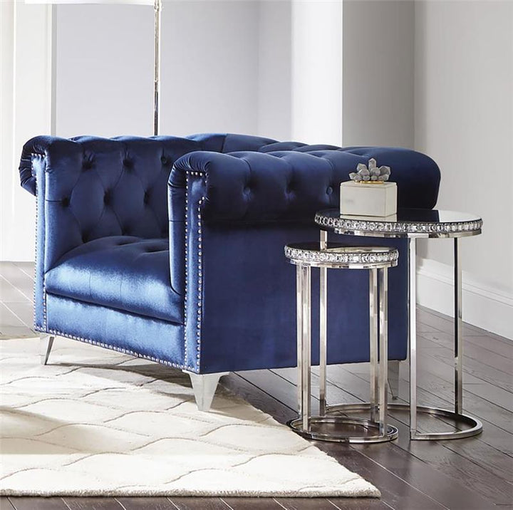 Bleker Tufted Tuxedo Arm Chair Blue (509483)