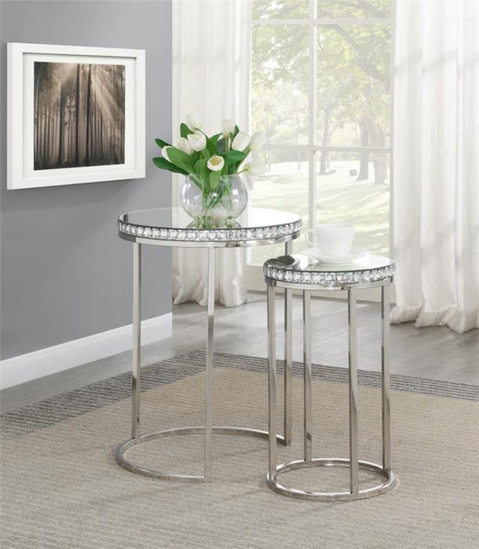 Addison 2-piece Round Nesting Table Silver (930227)