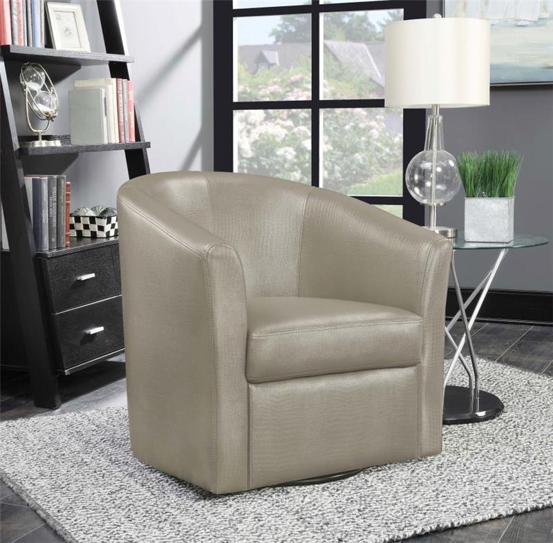 Turner Upholstery Sloped Arm Accent Swivel Chair Champagne (902726)