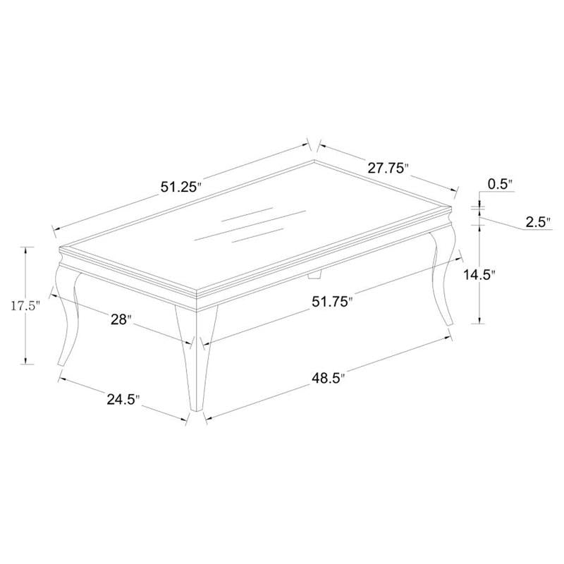 Luna Rectangle Coffee Table White and Chrome (707768)