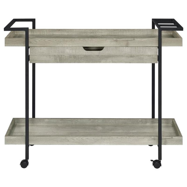 Ventura 2-tier Bar Cart with Storage Drawer Grey Driftwood (181005)