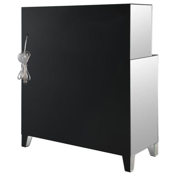 Yvaine 2-door Mirrored Wine Cabinet with Faux Crystal Inlay Silver (115585)