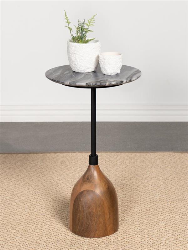 Ophelia Round Marble Top Side Table Black (930253)