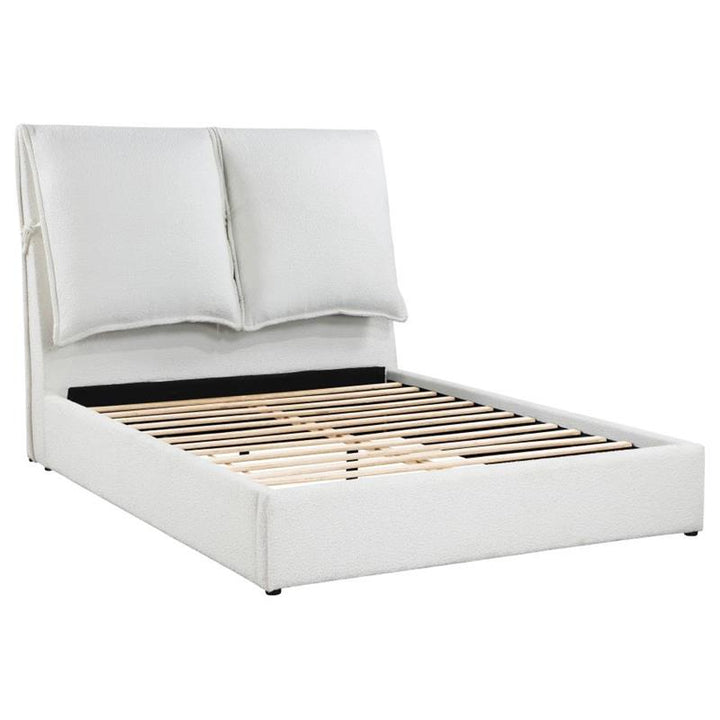 Gwendoline Upholstered Eastern King Platform Bed with Pillow Headboard White (306040KE)