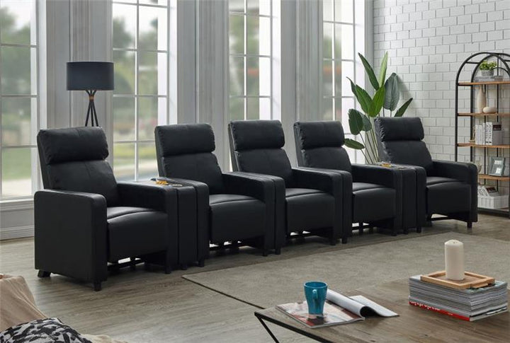 Toohey Upholstered Tufted Recliner Living Room Set Black (600181-S5B)