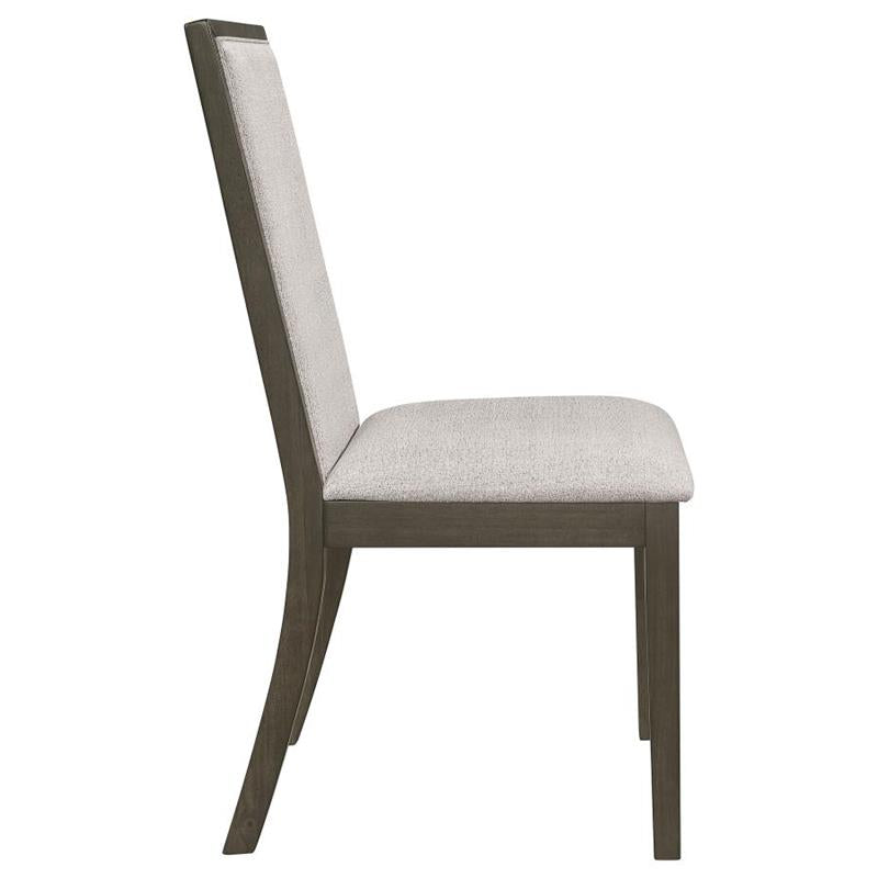 Kelly Upholstered Solid Back Dining Side Chair Beige and Dark Grey (Set of 2) (107962)