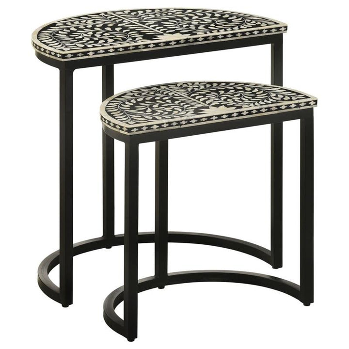 Zakiya 2-piece Demilune Nesting Table Black and White (930195)