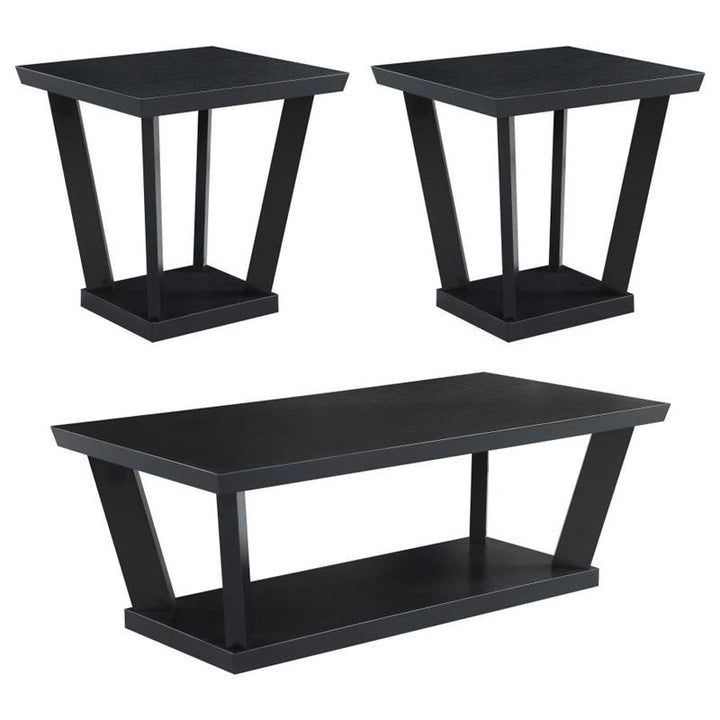 Aminta 3-piece Occasional Set with Open Shelves Black (753434)